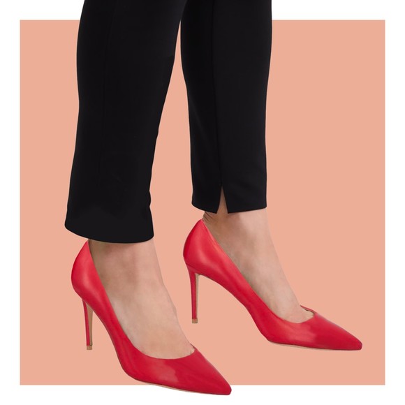 Theory Demeura Nappa Red Italian Lamb Leather Pointed Toe High Heel Pumps - Picture 1 of 16